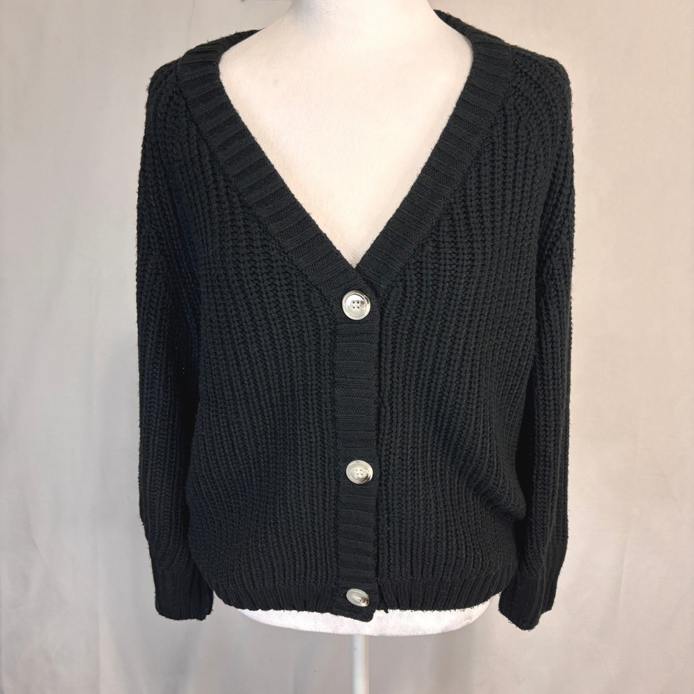 PRETTYGARDEN Cardigan Women Sz S Chunky Knit V-Neck Button Oversized‎ Minimalist